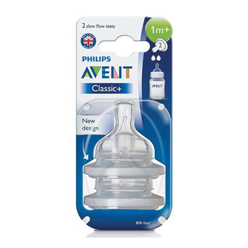 Philips Avent Classic+ Anti-Colic Slow Flow Teats 1m+ (SCF 632/27) - Pack of 2