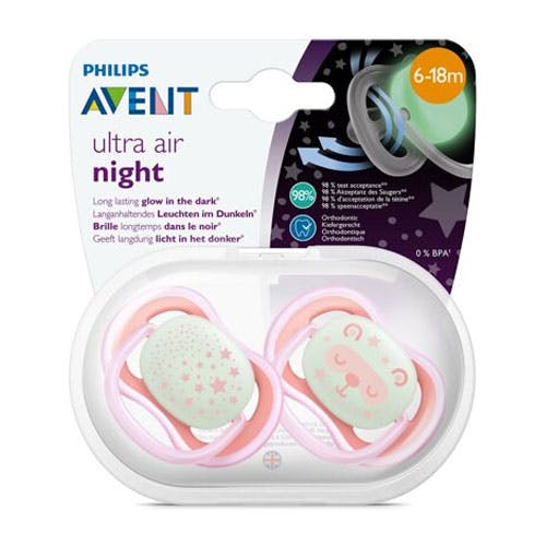 Philips Avent Ultra Air Pacifier 6-18m (SCF 376/22) - Pack of 2 - Assorted Color