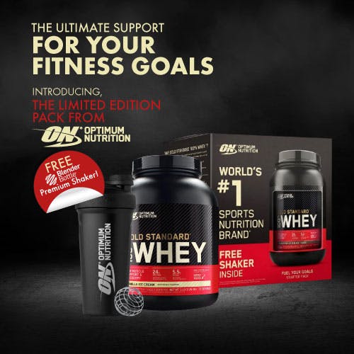 Optimum Nutrition Gold Standard 100% WHEY 5 Lbs + Free Premium Shaker  (Limited Edition)