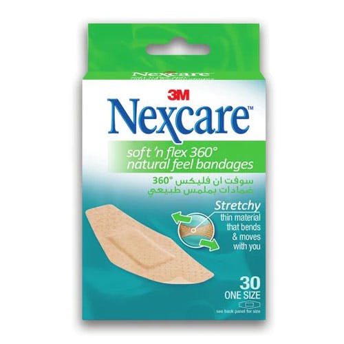 3M Nexcare Soft & Flex 360 Natural Feel Bandages - One Size - 30 Bandages