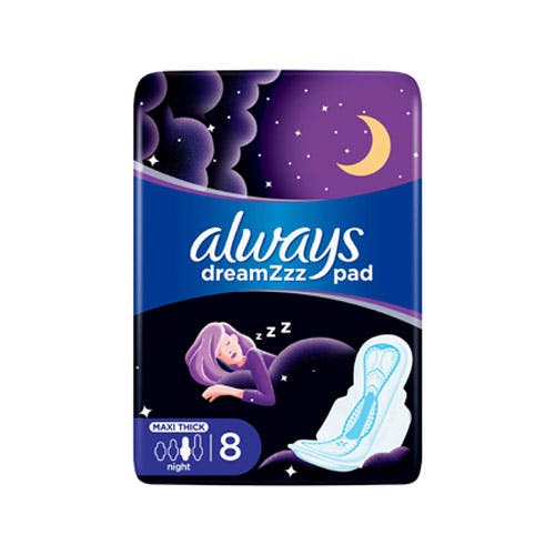 Always Dreamzzz - Maxi Thick Night Pads - 8 Pads (Black & Violet)