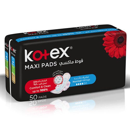 Kotex Maxi Pads - Normal + Wings - 50 Pads