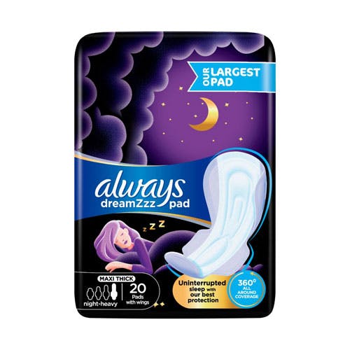 Always Dreamzzz - Maxi Thick Long Night Pads - 20 Pads (Black & Violet)