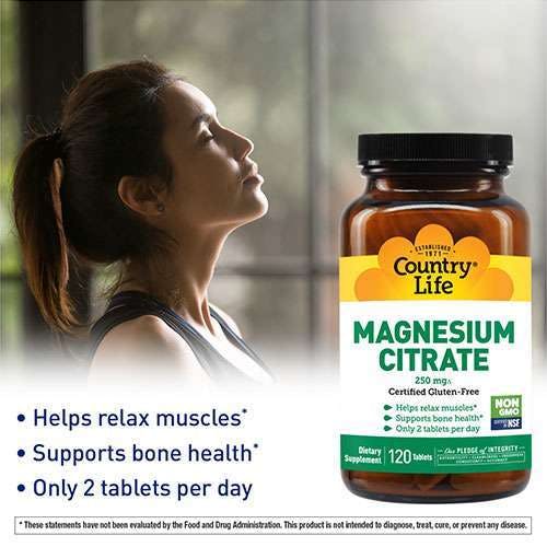 Country Life Magnesium Citrate 250mg 120 Tablets