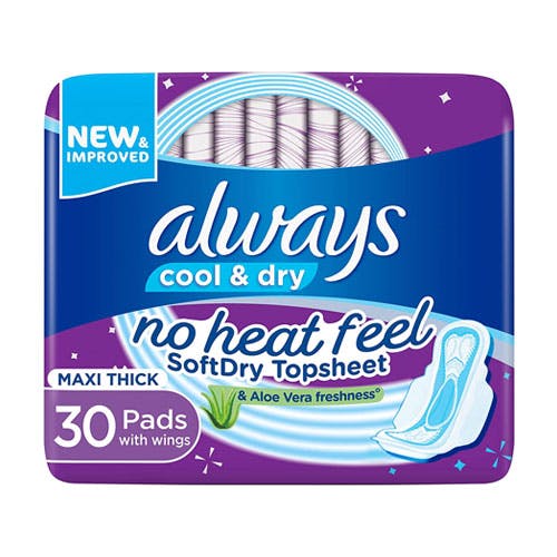 Always Cool & Dry - Maxi Thick Large Pads with Wings - 30 Pads